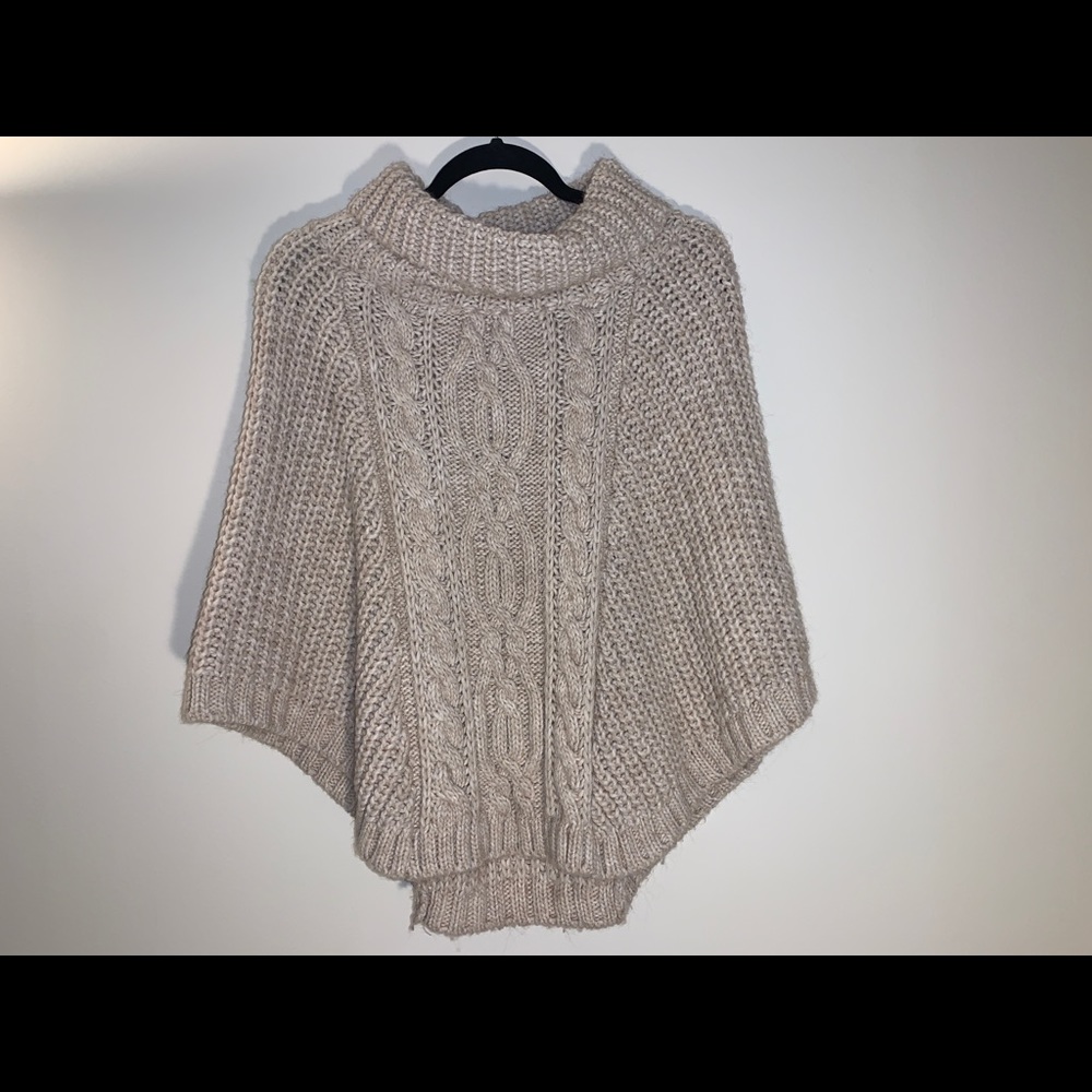 Crochet-knit wool cape
